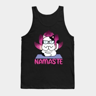 Funny Yoga Cat Namaste Apparel design. Tank Top